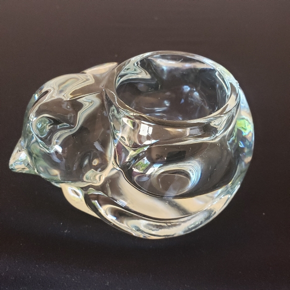 Indiana Glass Cat Votive Candle Holder Sleeping Kitty Clear Heavy 2 1/2… - Picture 1 of 6